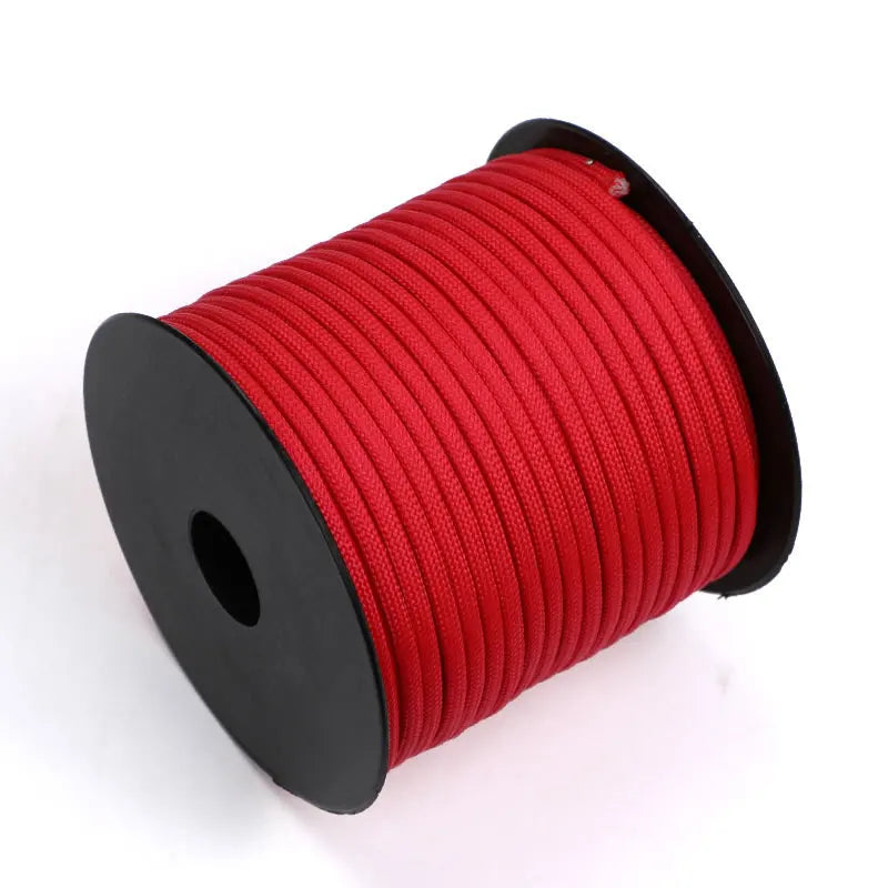 Cuerda de paracaídas de poliéster para exteriores, paragüero militar de 7 núcleos de 50/100M, 4mm, tienda de supervivencia para acampar, tendedero, 550