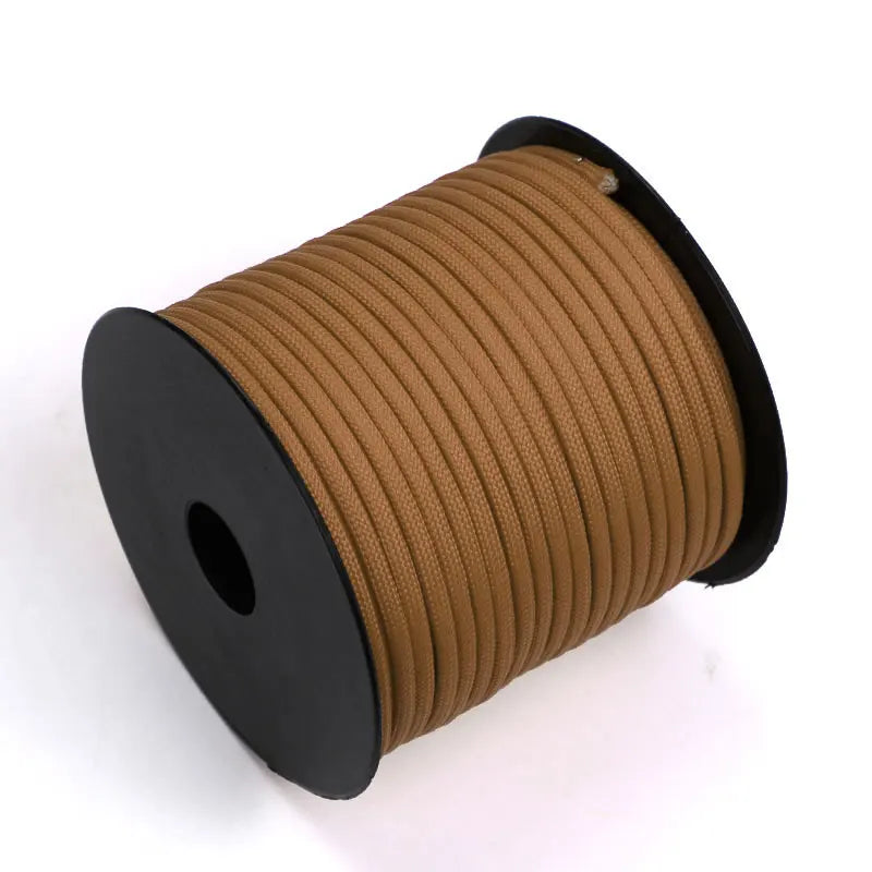 Cuerda de paracaídas de poliéster para exteriores, paragüero militar de 7 núcleos de 50/100M, 4mm, tienda de supervivencia para acampar, tendedero, 550