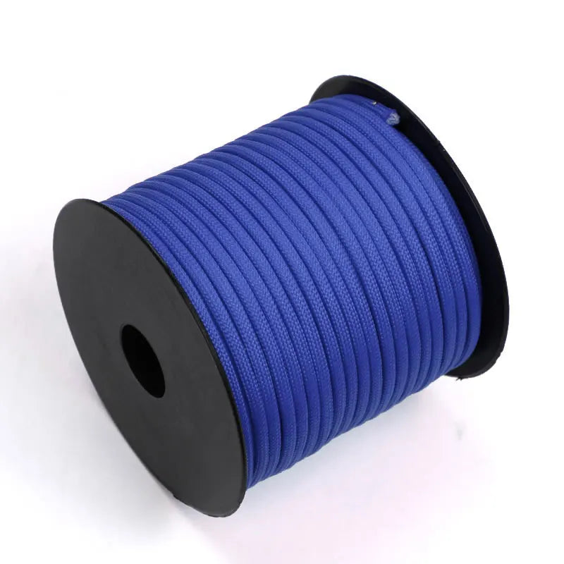Cuerda de paracaídas de poliéster para exteriores, paragüero militar de 7 núcleos de 50/100M, 4mm, tienda de supervivencia para acampar, tendedero, 550