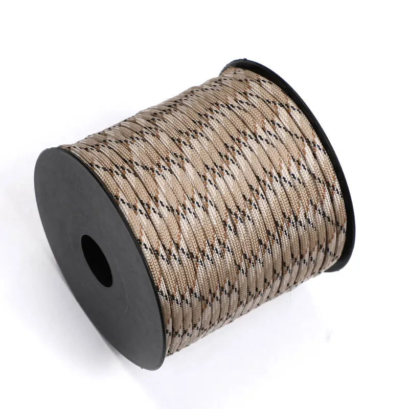 Cuerda de paracaídas de poliéster para exteriores, paragüero militar de 7 núcleos de 50/100M, 4mm, tienda de supervivencia para acampar, tendedero, 550
