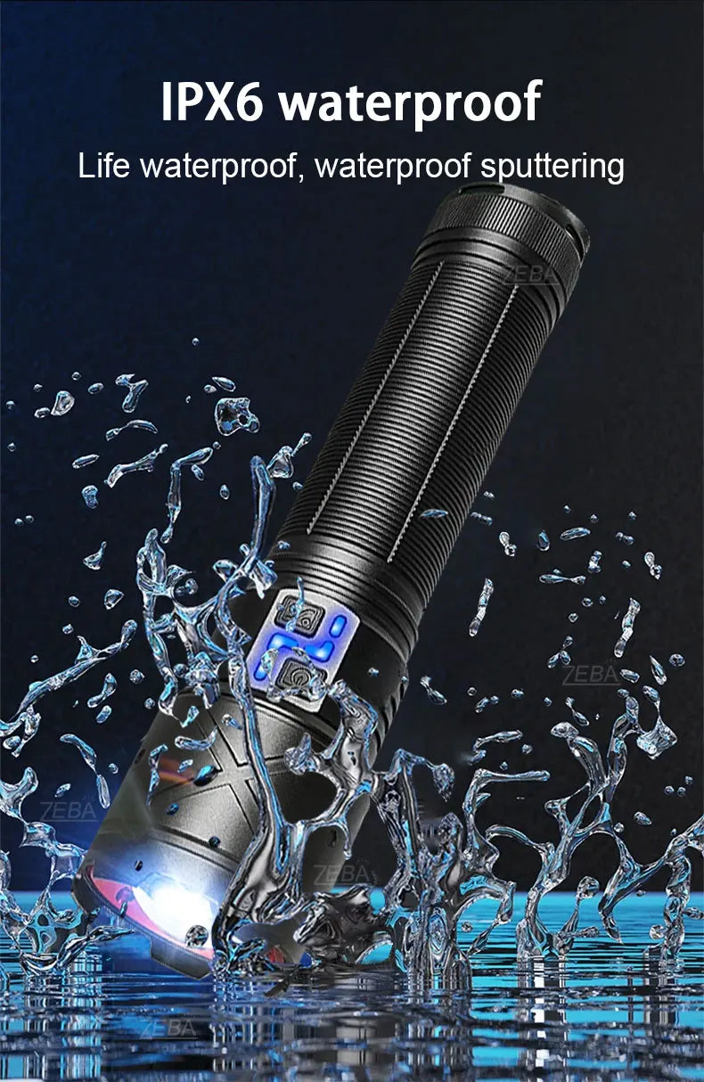 2025 Nuevas linternas LED de alta potencia de 15000 mAh 10000000 Linterna ultra potente LM, linterna recargable por USB, antorcha para acampar al aire libre