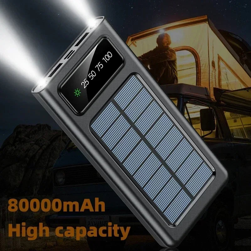 Xiaomi-Banco de energía Solar 4 en 1, batería externa de 200000mAh, Ultra capacidad, carga superrápida, USB tipo C, luz LED, para exteriores, para iPhone