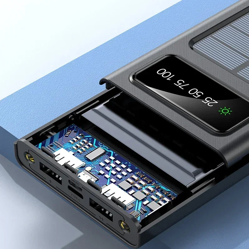 Xiaomi-Banco de energía Solar 4 en 1, batería externa de 200000mAh, Ultra capacidad, carga superrápida, USB tipo C, luz LED, para exteriores, para iPhone