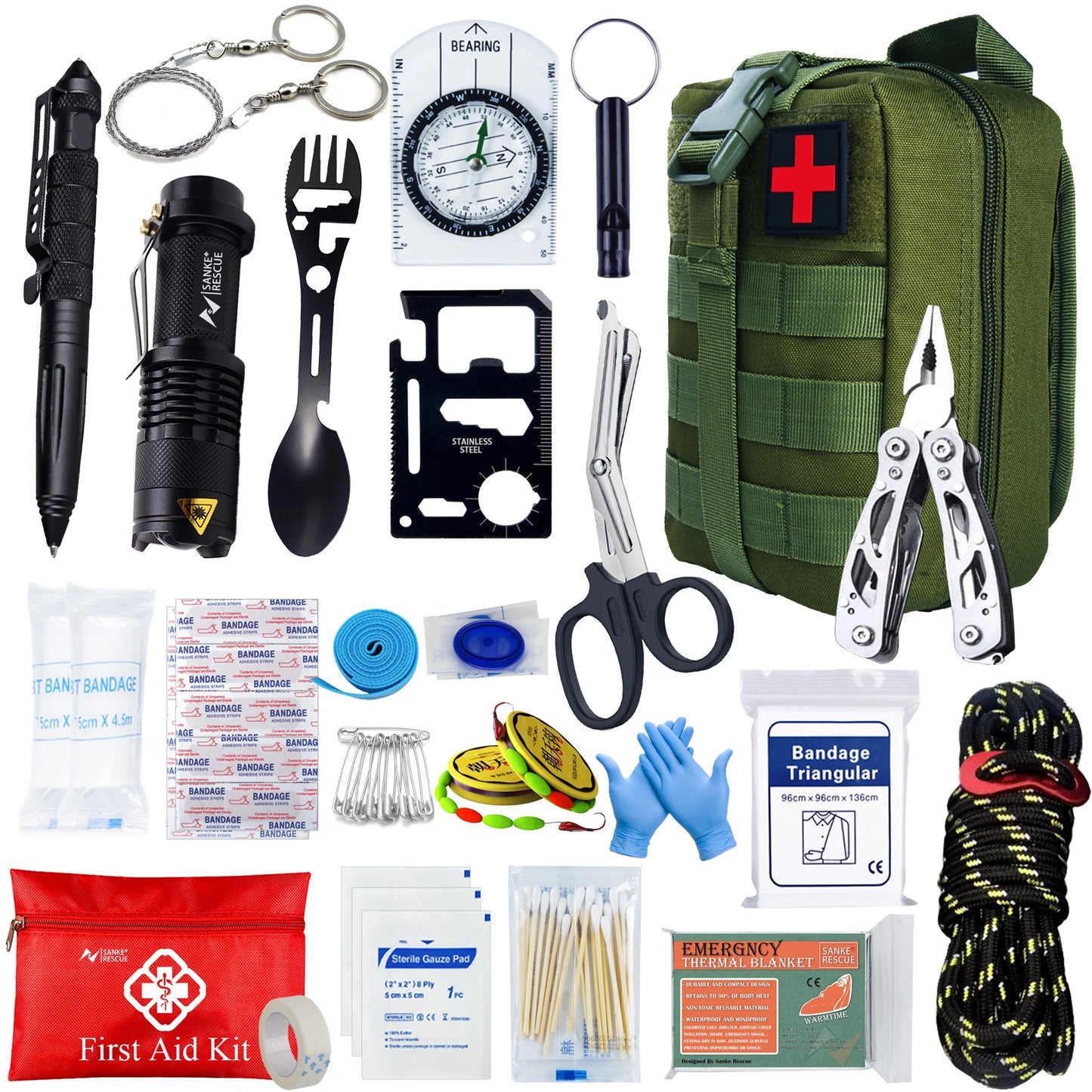Botiquín de primeros auxilios de supervivencia, conjunto completo de supervivencia, equipo Molle para exteriores, kits de emergencia, bolsa para traumatismos, Camping, senderismo, aventuras IFAK EDC
