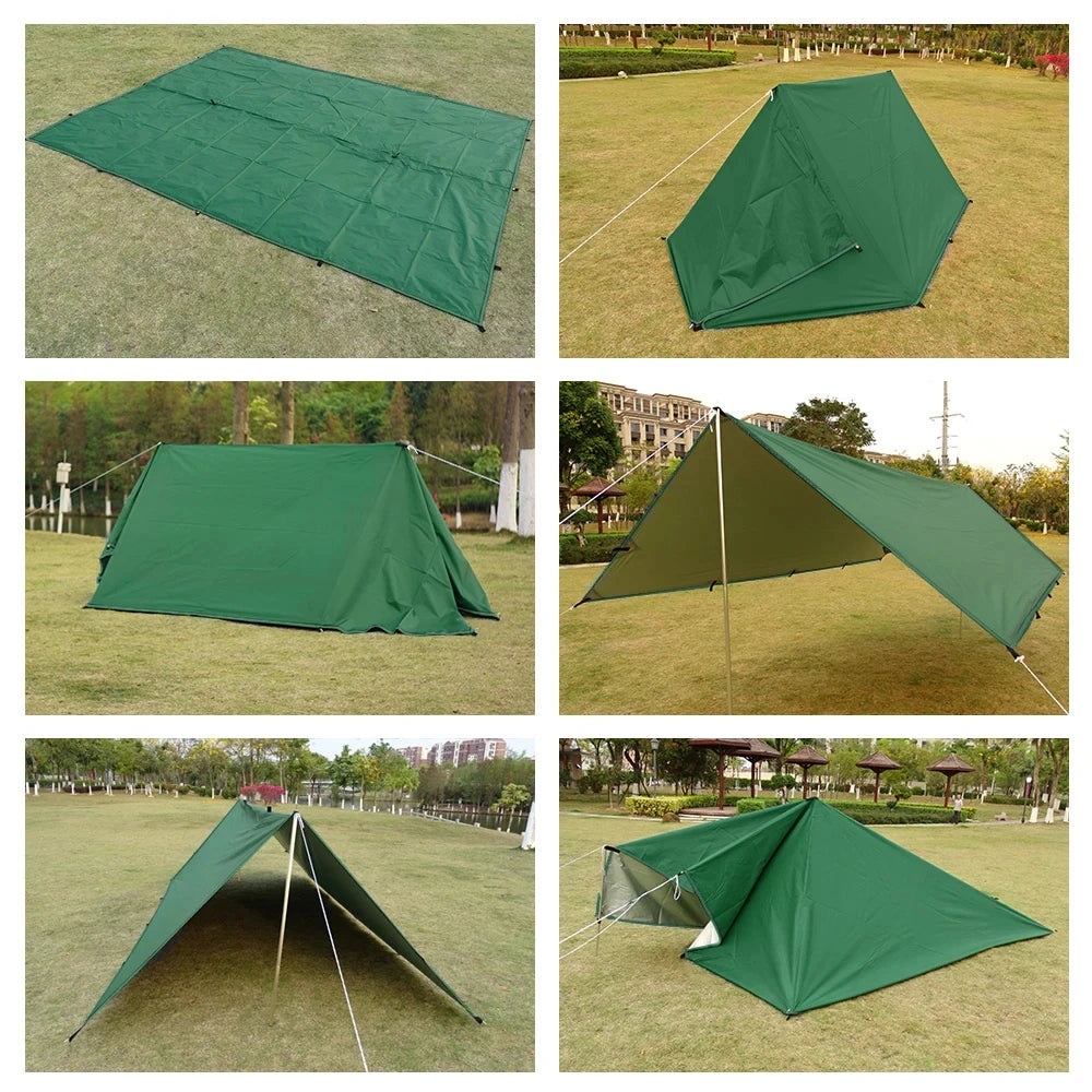 Lona de 19 puntos colgantes, impermeable, supervivencia, Bushcraft, refugio solar, tienda de sombra de playa, dosel para exteriores, toldo turístico para mochilero, 4x4, 3x3m