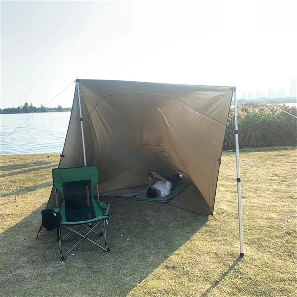 Lona de 19 puntos colgantes, impermeable, supervivencia, Bushcraft, refugio solar, tienda de sombra de playa, dosel para exteriores, toldo turístico para mochilero, 4x4, 3x3m