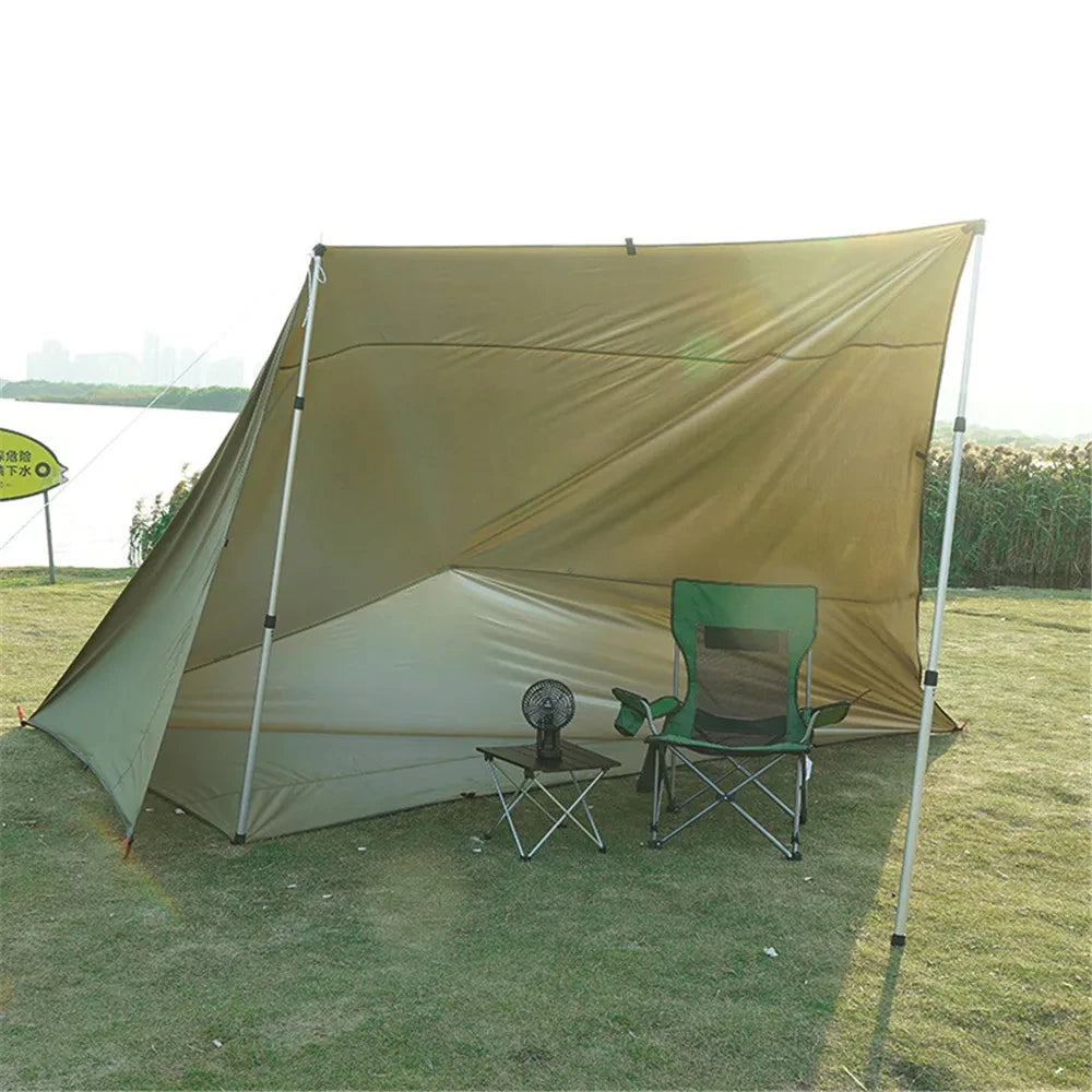 Lona de 19 puntos colgantes, impermeable, supervivencia, Bushcraft, refugio solar, tienda de sombra de playa, dosel para exteriores, toldo turístico para mochilero, 4x4, 3x3m