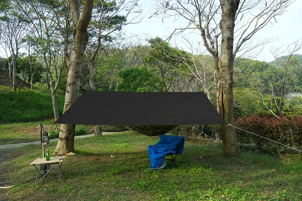 Lona de 19 puntos colgantes, impermeable, supervivencia, Bushcraft, refugio solar, tienda de sombra de playa, dosel para exteriores, toldo turístico para mochilero, 4x4, 3x3m