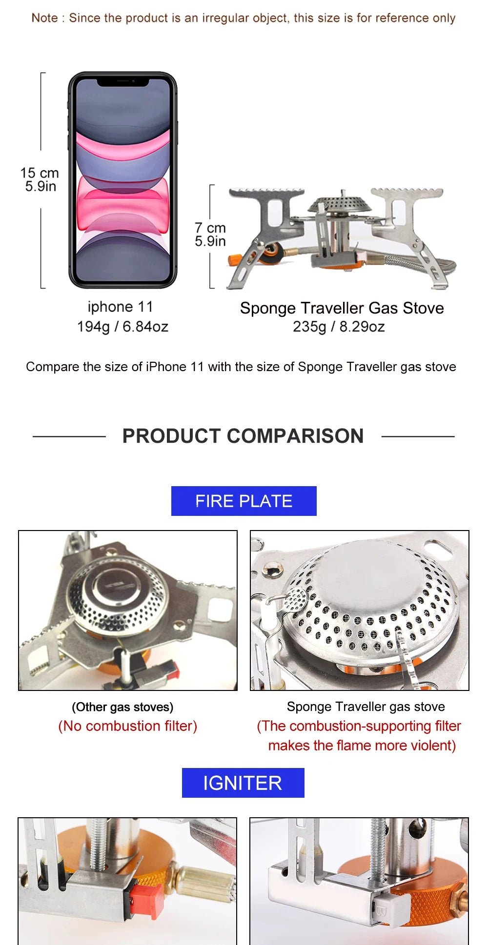 Estufa de Gas para acampar, estufa plegable portátil para mochilero al aire libre, equipo turístico para cocinar, senderismo, Picnic, 3500W