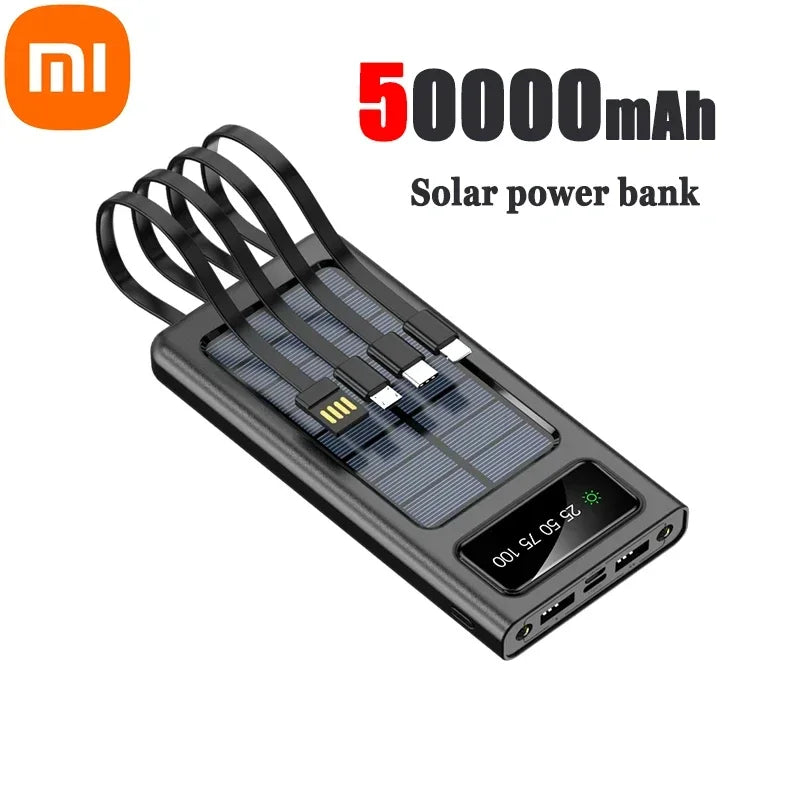 Xiaomi-Banco de energía Solar 4 en 1, batería externa de 200000mAh, Ultra capacidad, carga superrápida, USB tipo C, luz LED, para exteriores, para iPhone
