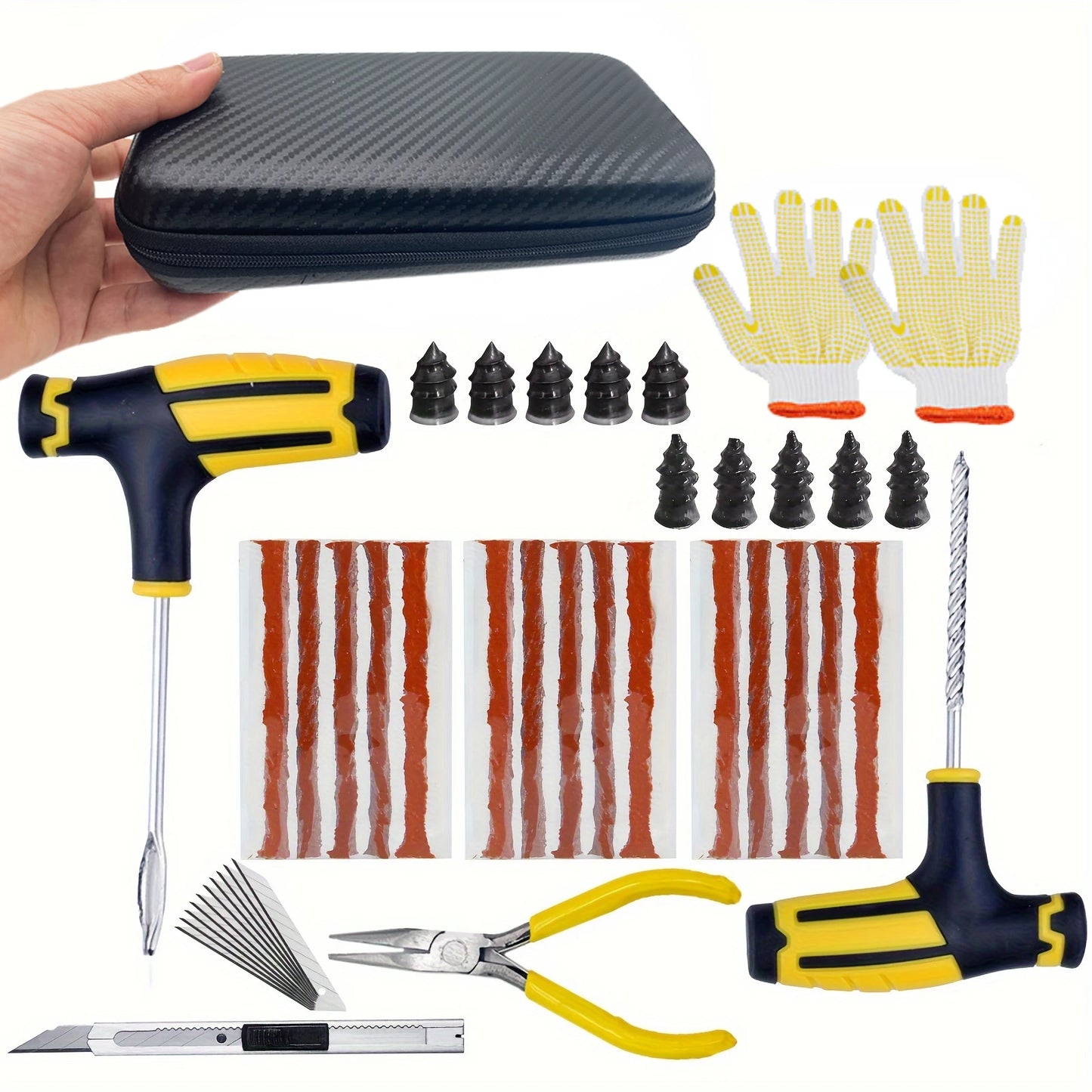 Kit de reparación de neumáticos de coche.