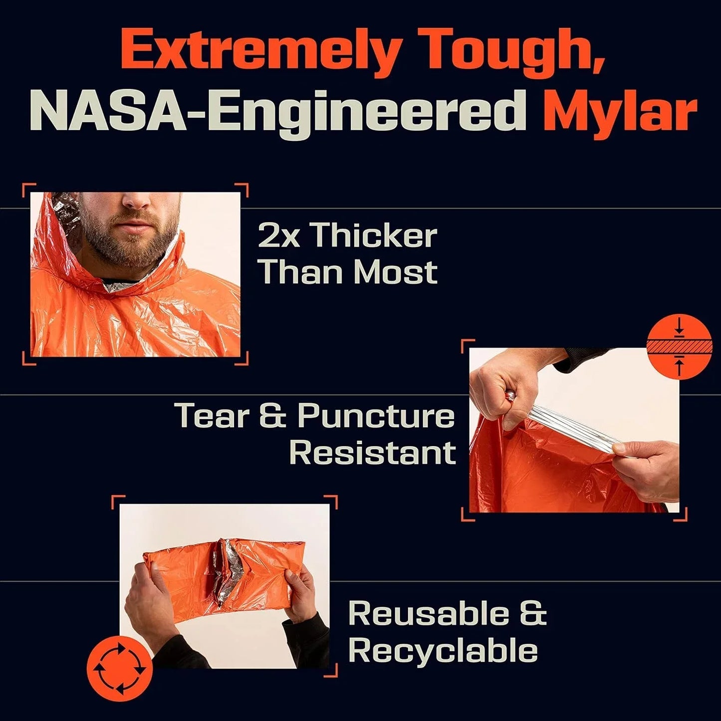 Chubasquero impermeable de emergencia, Poncho desechable de película de aluminio, ropa impermeable térmica cálida, mantas, herramientas de supervivencia, equipo de Camping