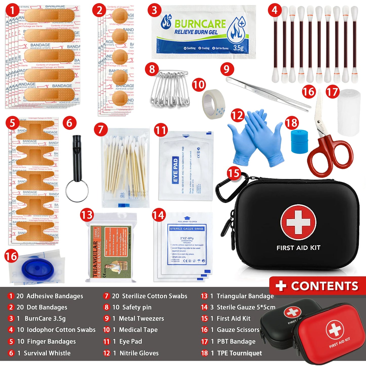 Kit de bolsa de primeros auxilios médica de emergencia portátil, 103 Uds., para el hogar, viajes al aire libre, equipo de Camping, medicina de supervivencia