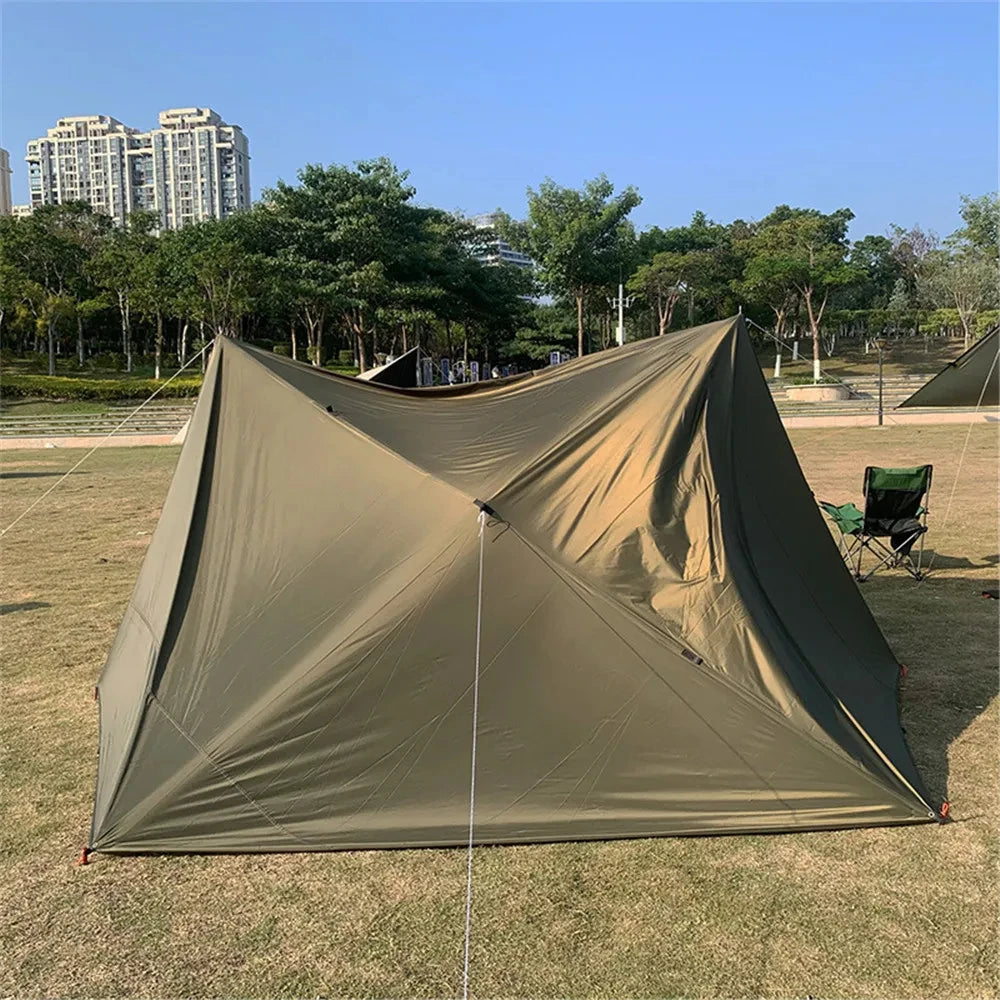Lona de 19 puntos colgantes, impermeable, supervivencia, Bushcraft, refugio solar, tienda de sombra de playa, dosel para exteriores, toldo turístico para mochilero, 4x4, 3x3m
