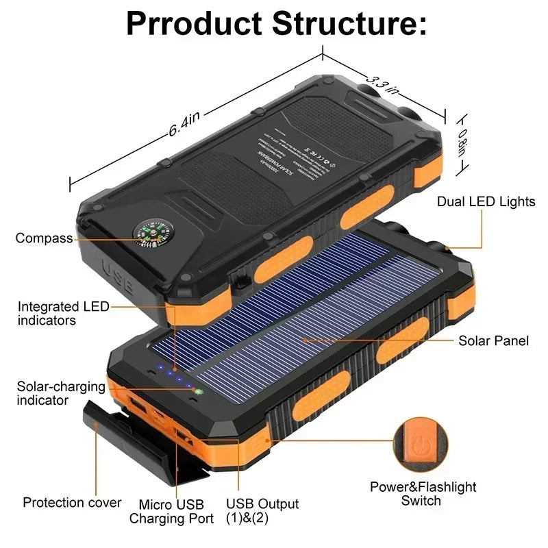 Banco de energía Solar de gran capacidad, resistente al agua, 200000Ah