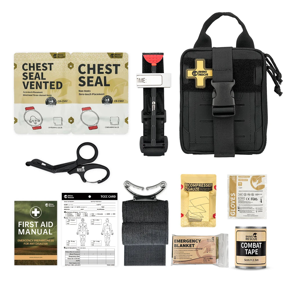 Bolsa EDC de rescate de rinoceronte, botiquín de primeros auxilios, Kit táctico de supervivencia para traumatismos, bolsas de herramientas de utilidad Molle para acampar y hacer senderismo