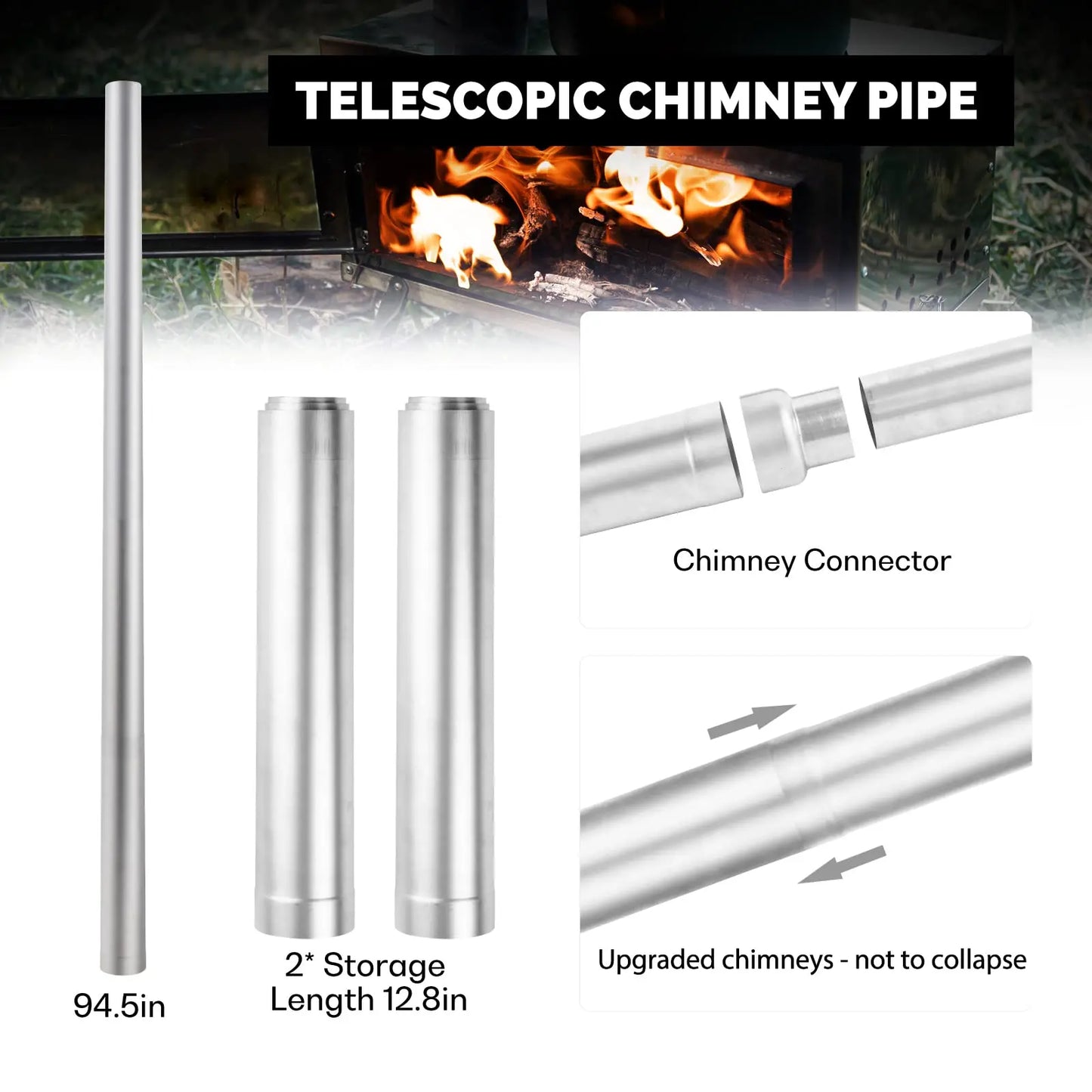 Estufa de leña portátil para acampar al aire libre, estufa de barbacoa, parrilla, accesorios de Camping con chimenea desmontable, entrega rápida