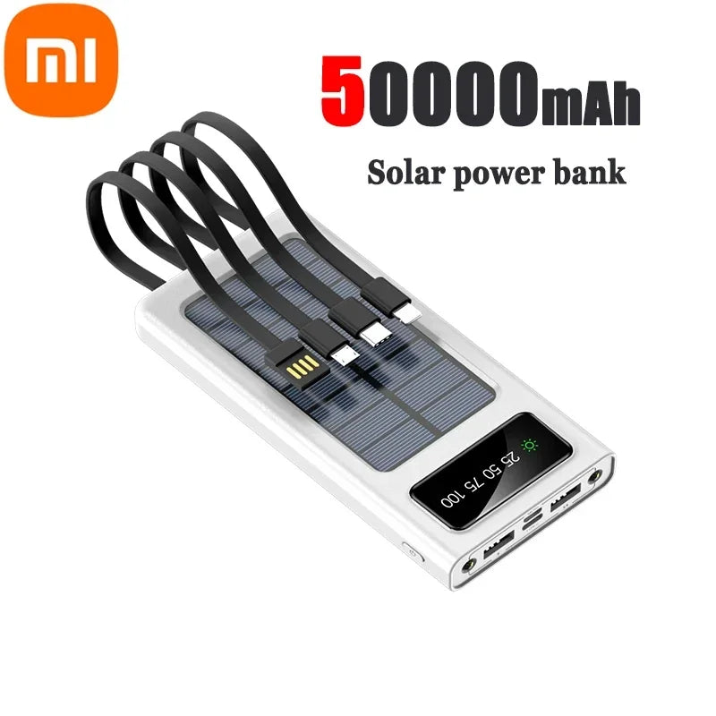 Xiaomi-Banco de energía Solar 4 en 1, batería externa de 200000mAh, Ultra capacidad, carga superrápida, USB tipo C, luz LED, para exteriores, para iPhone