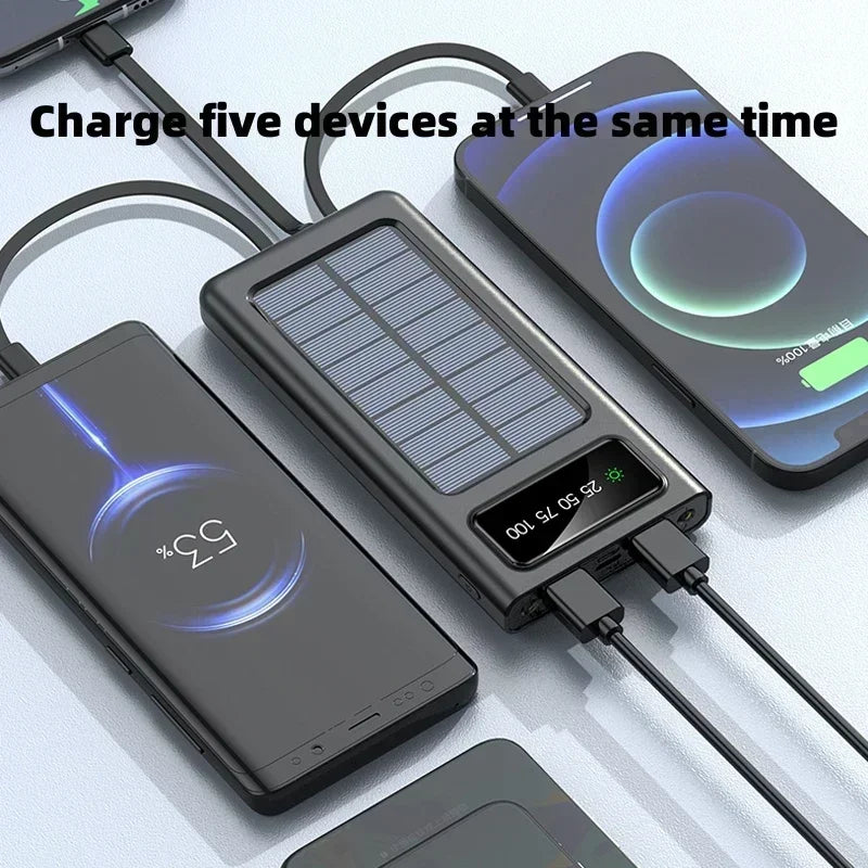 Xiaomi-Banco de energía Solar 4 en 1, batería externa de 200000mAh, Ultra capacidad, carga superrápida, USB tipo C, luz LED, para exteriores, para iPhone