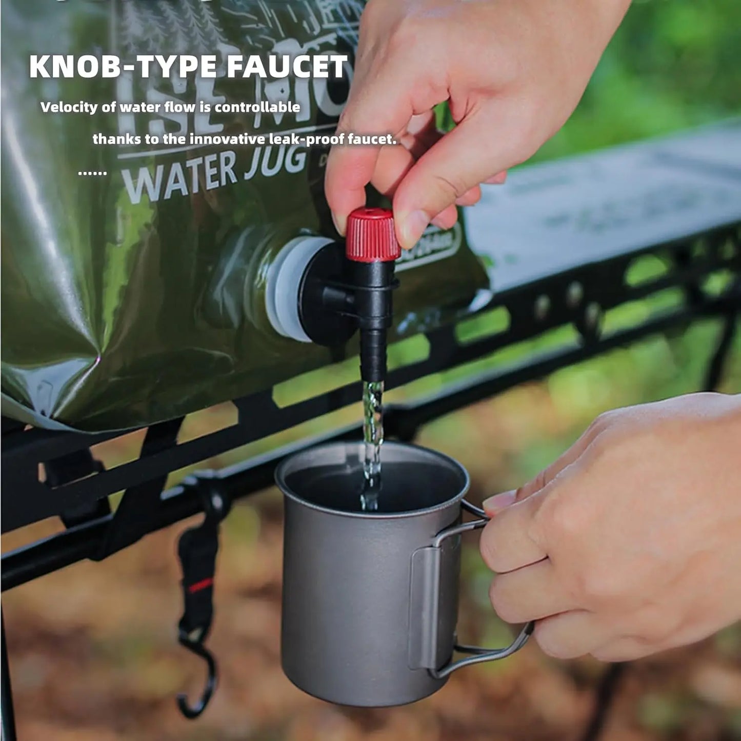 Contenedor de agua portátil de gran capacidad de 7,5 L con espiga y mango para acampar.