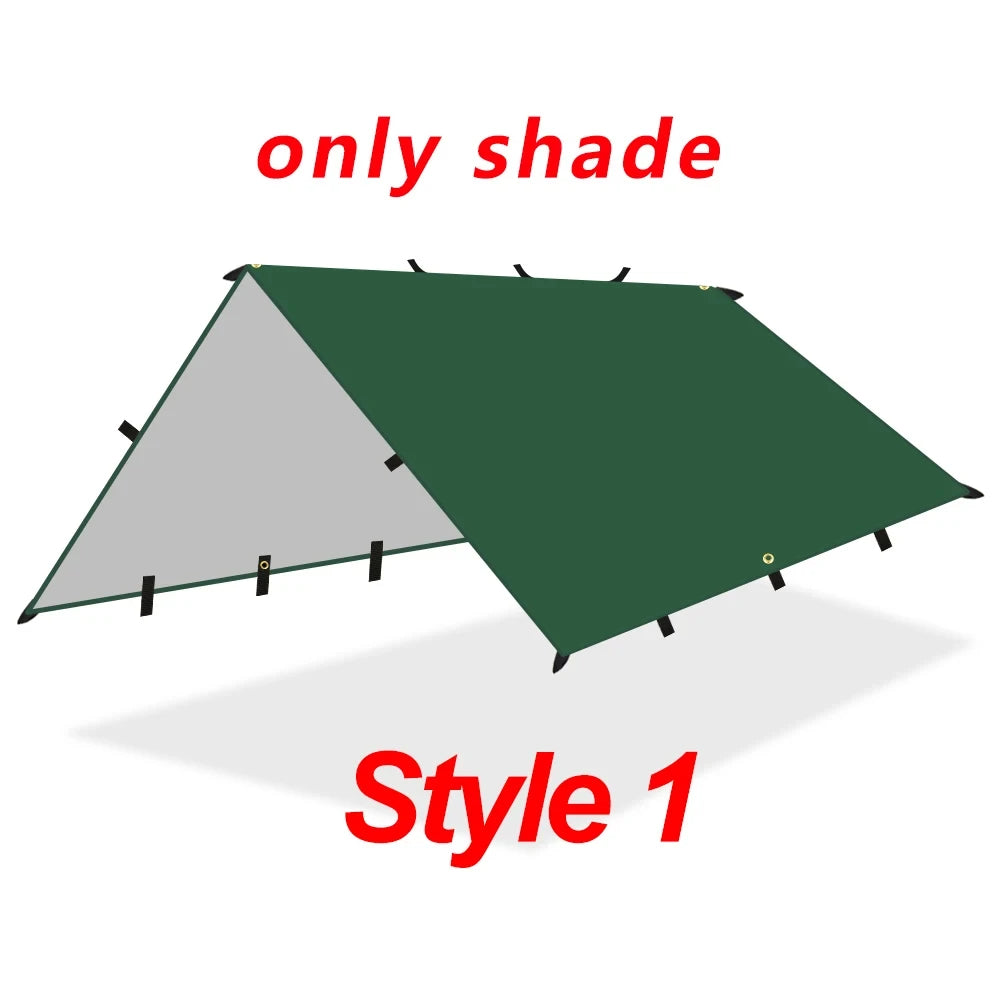 Lona de 19 puntos colgantes, impermeable, supervivencia, Bushcraft, refugio solar, tienda de sombra de playa, dosel para exteriores, toldo turístico para mochilero, 4x4, 3x3m