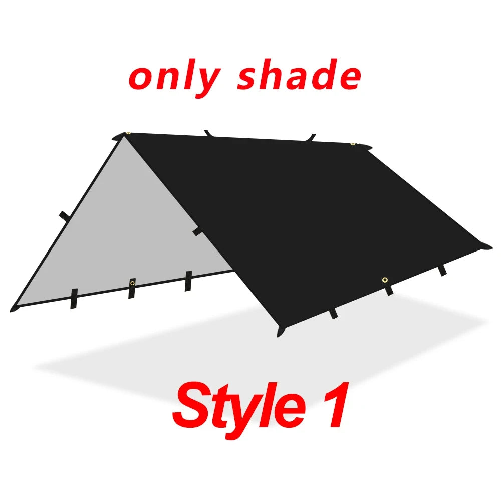 Lona de 19 puntos colgantes, impermeable, supervivencia, Bushcraft, refugio solar, tienda de sombra de playa, dosel para exteriores, toldo turístico para mochilero, 4x4, 3x3m