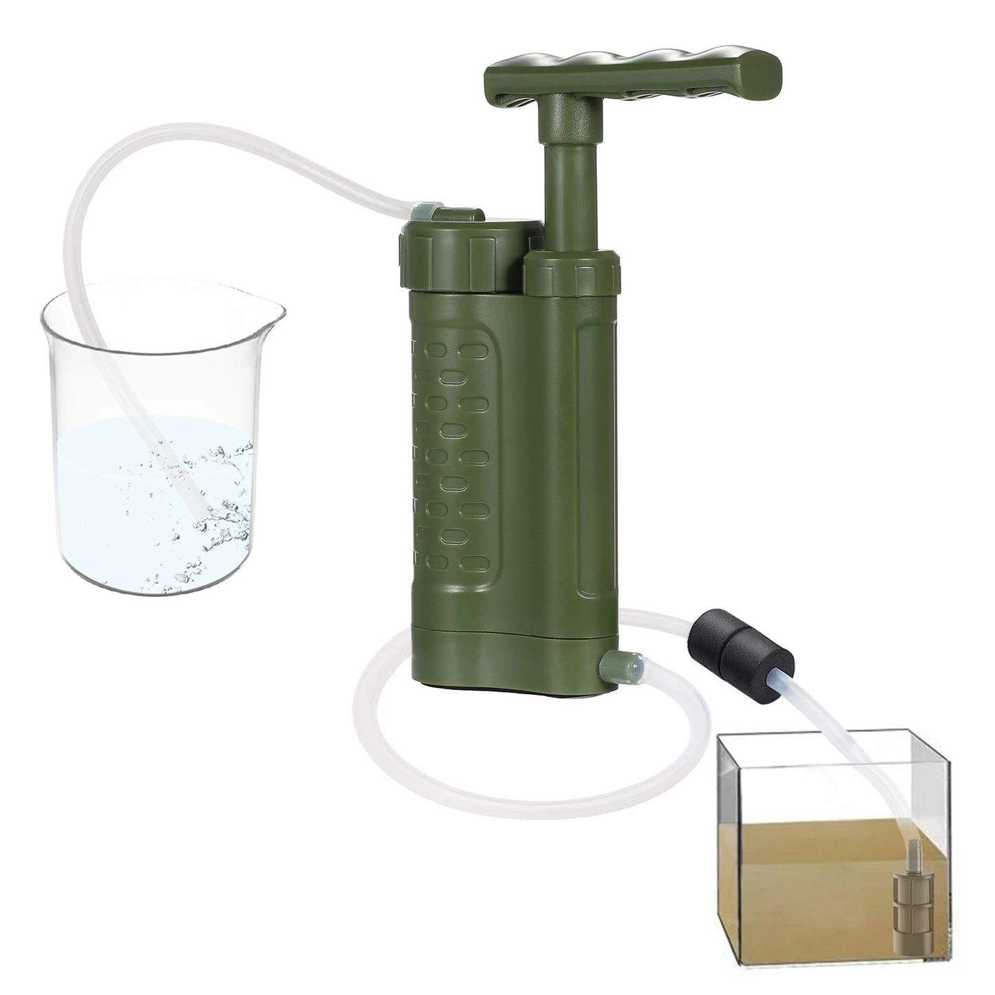 Bomba purificadora de agua, sistema de filtración de agua con filtro de agua de 0,01 micras, equipo de supervivencia de emergencia para exteriores, Camping y senderismo