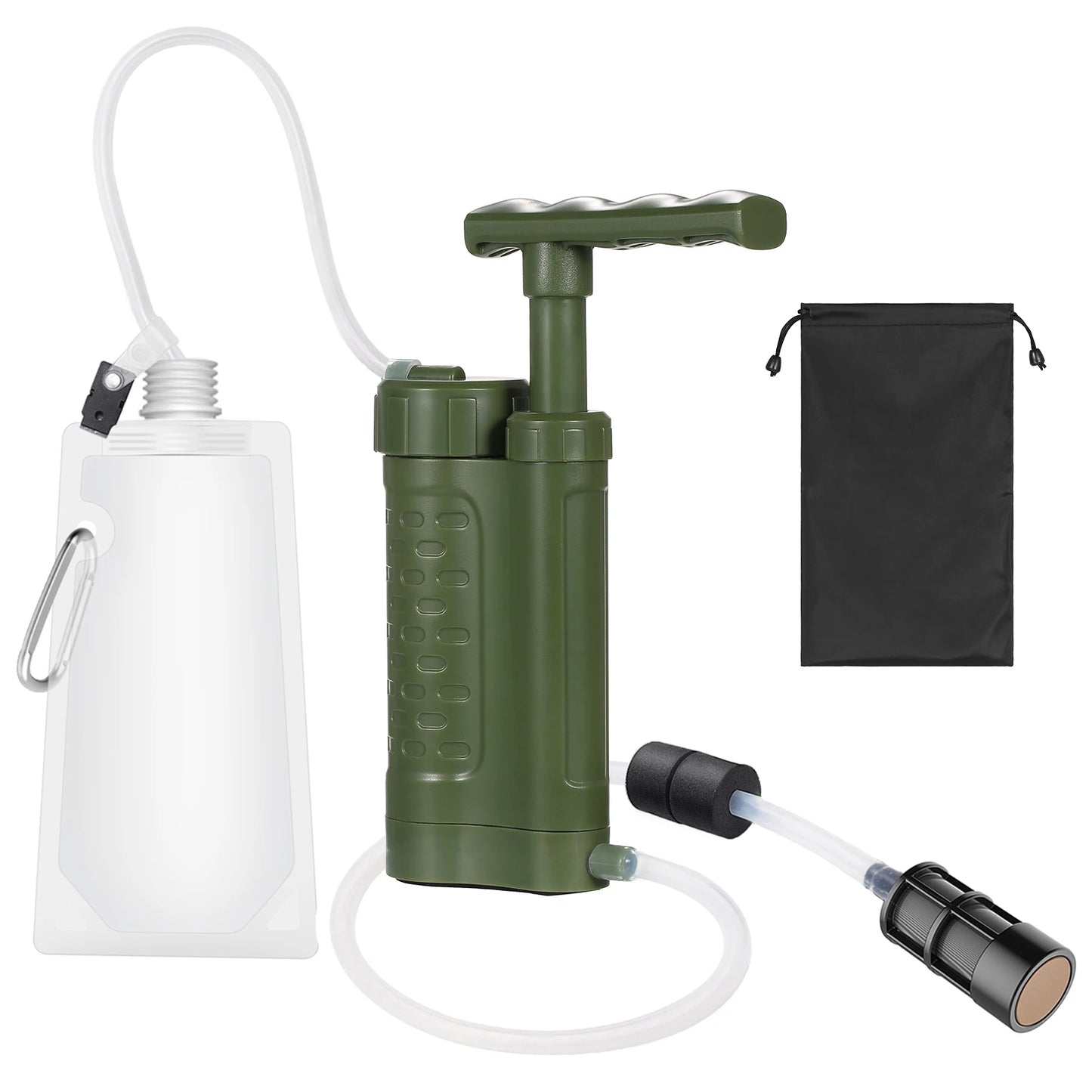 Bomba purificadora de agua, sistema de filtración de agua con filtro de agua de 0,01 micras, equipo de supervivencia de emergencia para exteriores, Camping y senderismo