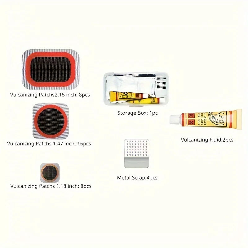 Kit de reparación de neumáticos de bicicleta de 32 piezas