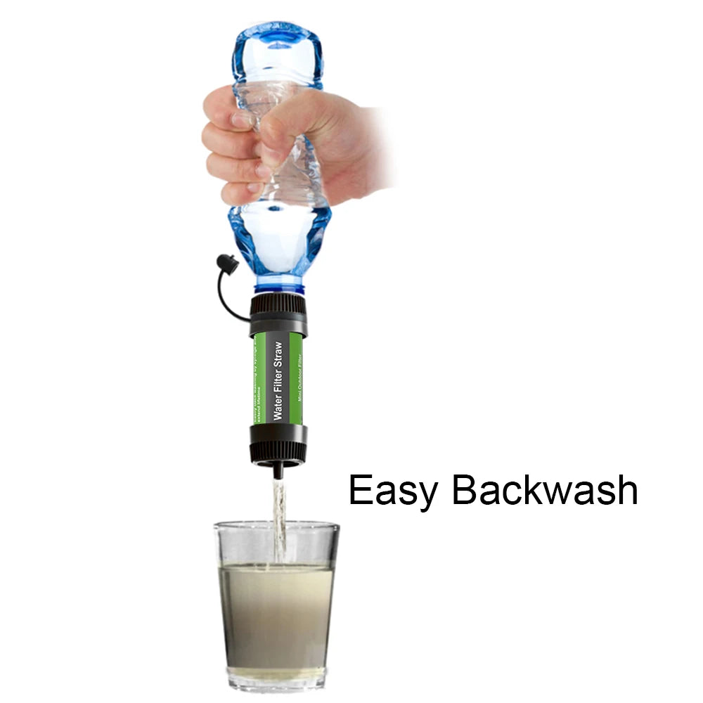 Filtro de agua para exteriores, purificador de agua portátil con pajita, equipo de supervivencia para acampar, senderismo, mochilero, preparación para emergencias