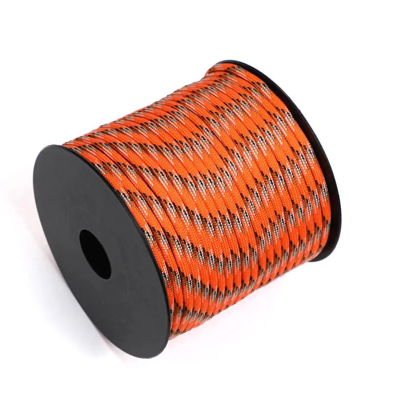 Cuerda de paracaídas de poliéster para exteriores, paragüero militar de 7 núcleos de 50/100M, 4mm, tienda de supervivencia para acampar, tendedero, 550