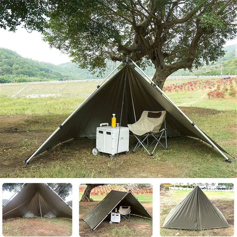 Lona de 19 puntos colgantes, impermeable, supervivencia, Bushcraft, refugio solar, tienda de sombra de playa, dosel para exteriores, toldo turístico para mochilero, 4x4, 3x3m