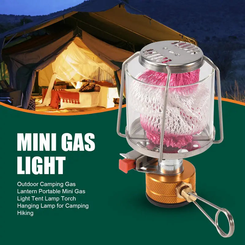 ABHS-linterna de Gas para acampar al aire libre, Mini lámpara de tienda de luz de Gas portátil, lámpara colgante para acampar y hacer senderismo
