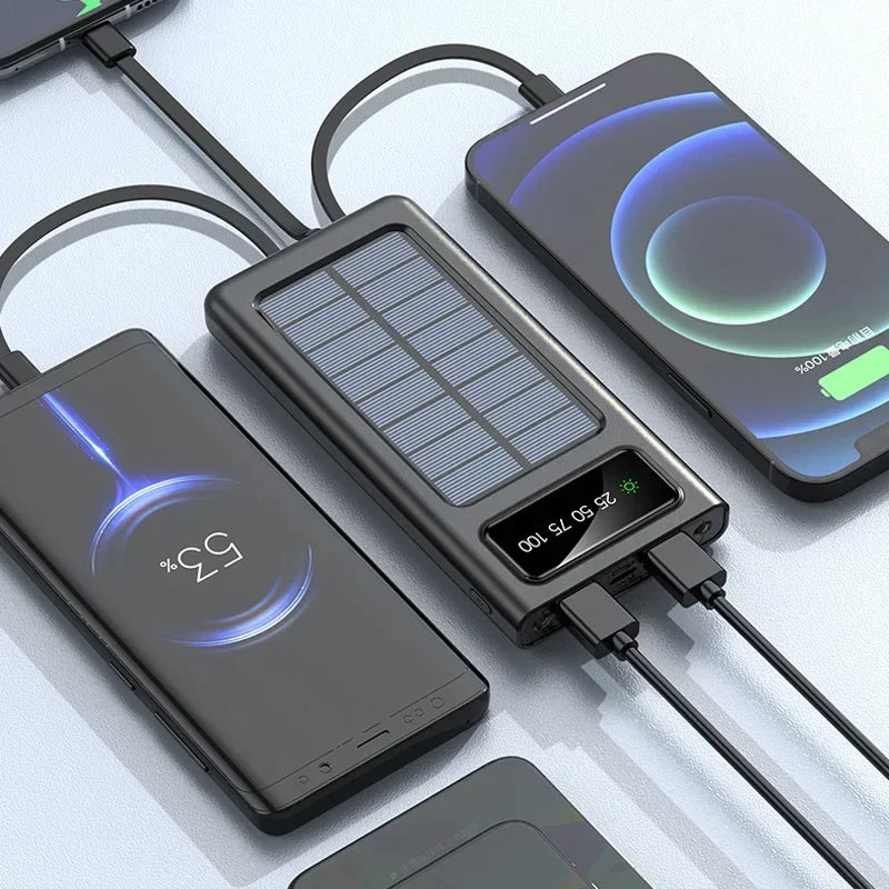 Xiaomi-Banco de energía Solar 4 en 1, batería externa de 200000mAh, Ultra capacidad, carga superrápida, USB tipo C, luz LED, para exteriores, para iPhone