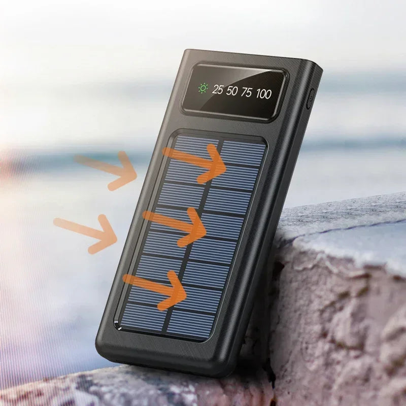 Xiaomi-Banco de energía Solar 4 en 1, batería externa de 200000mAh, Ultra capacidad, carga superrápida, USB tipo C, luz LED, para exteriores, para iPhone