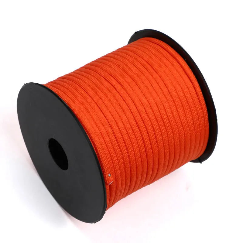 Cuerda de paracaídas de poliéster para exteriores, paragüero militar de 7 núcleos de 50/100M, 4mm, tienda de supervivencia para acampar, tendedero, 550