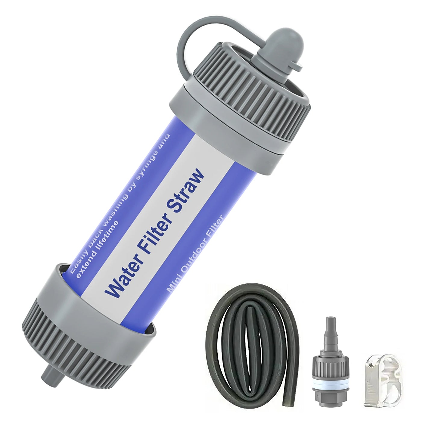 Filtro de agua para exteriores, purificador de agua portátil con pajita, equipo de supervivencia para acampar, senderismo, mochilero, preparación para emergencias