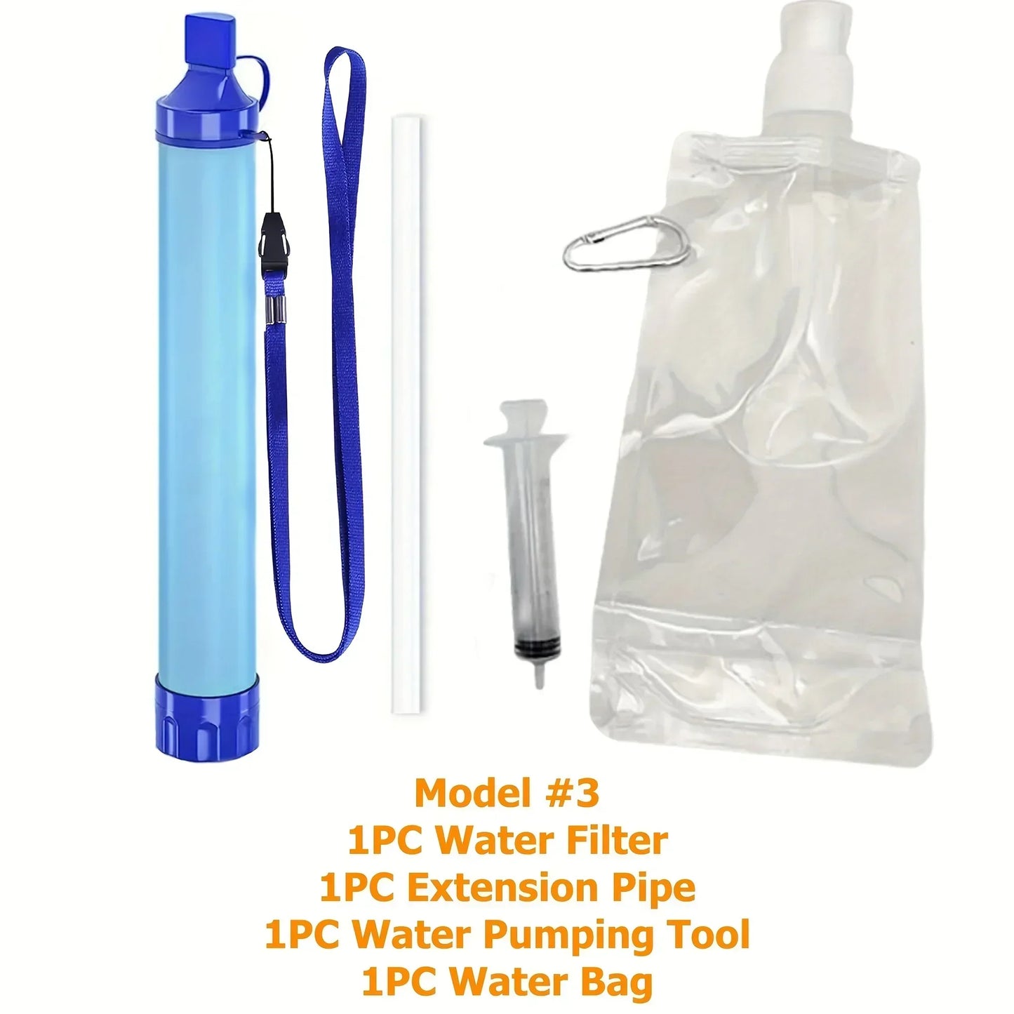 Filtro de agua personal para exteriores de 10000 galones, sistema de filtro ultraligero de 4 etapas de 0,01 micrones, purificador de agua portátil, pajita de supervivencia