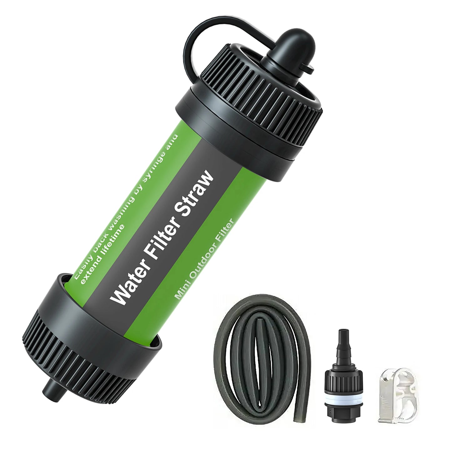 Filtro de agua para exteriores, purificador de agua portátil con pajita, equipo de supervivencia para acampar, senderismo, mochilero, preparación para emergencias