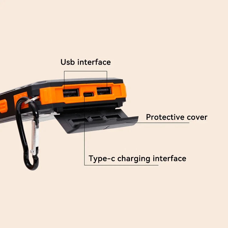 Cargador solar portátil de gran capacidad.