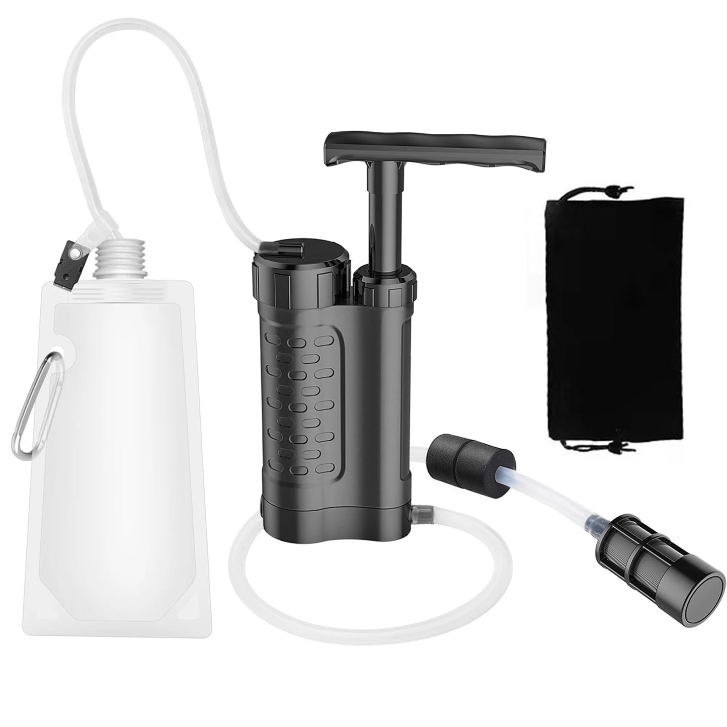 Bomba purificadora de agua, sistema de filtración de agua con filtro de agua de 0,01 micras, equipo de supervivencia de emergencia para exteriores, Camping y senderismo