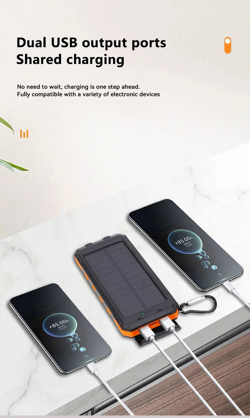 Cargador solar portátil de gran capacidad.