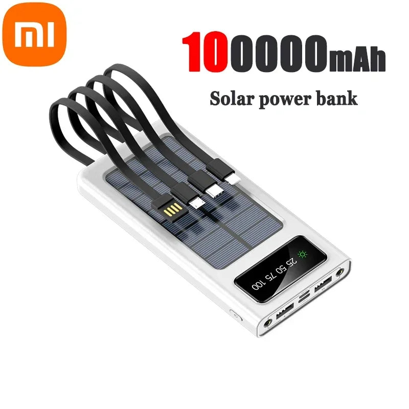 Xiaomi-Banco de energía Solar 4 en 1, batería externa de 200000mAh, Ultra capacidad, carga superrápida, USB tipo C, luz LED, para exteriores, para iPhone