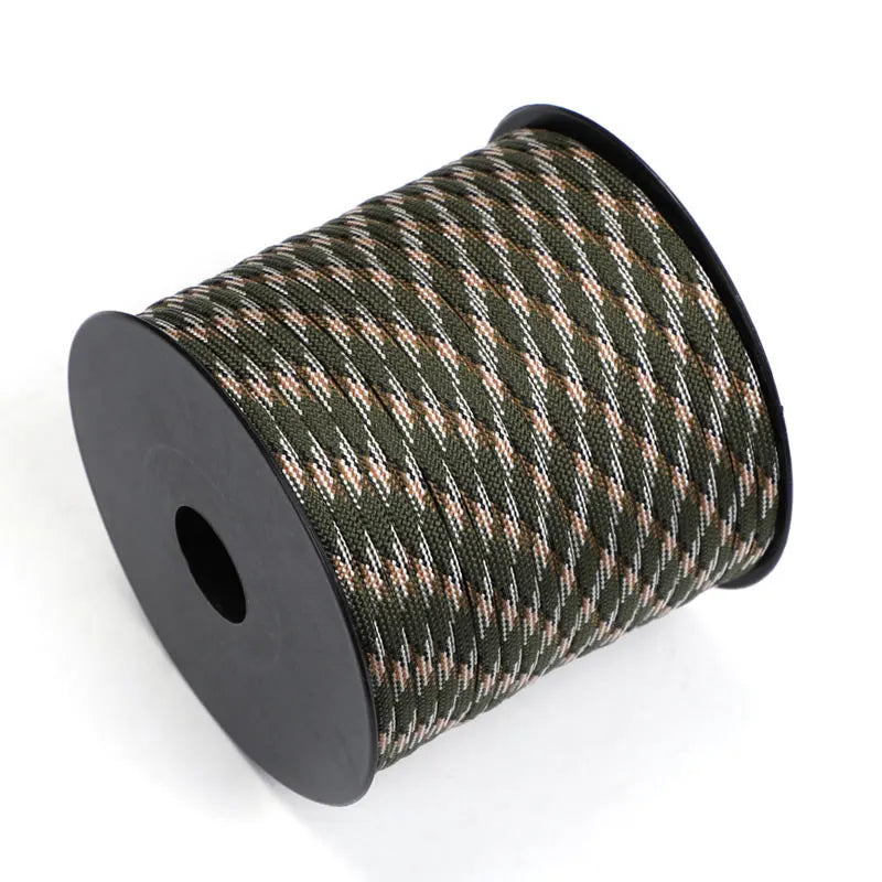 Cuerda de paracaídas de poliéster para exteriores, paragüero militar de 7 núcleos de 50/100M, 4mm, tienda de supervivencia para acampar, tendedero, 550