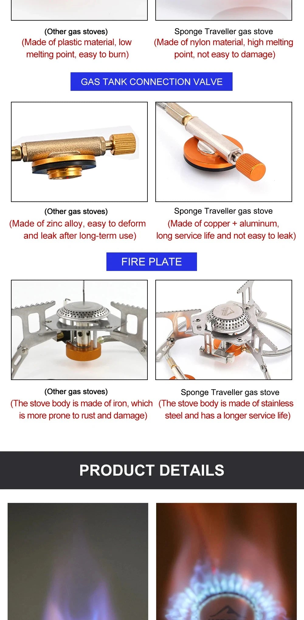 Estufa de Gas para acampar, estufa plegable portátil para mochilero al aire libre, equipo turístico para cocinar, senderismo, Picnic, 3500W