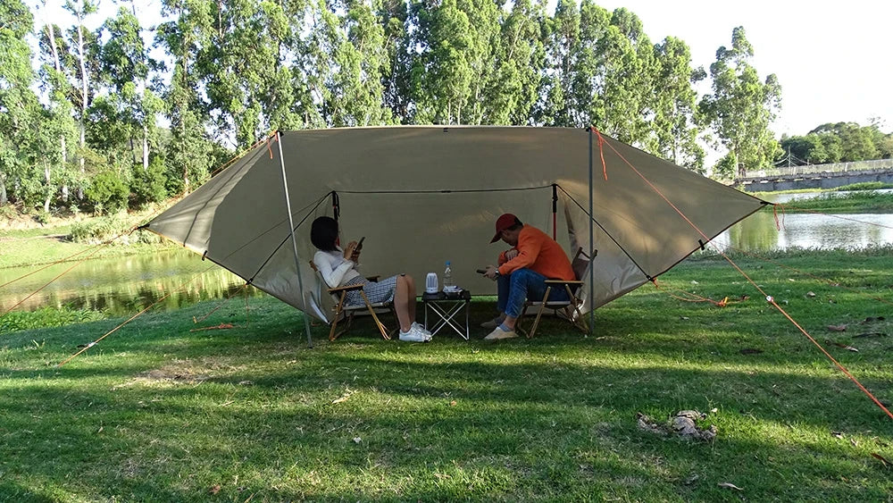 Lona de 19 puntos colgantes, impermeable, supervivencia, Bushcraft, refugio solar, tienda de sombra de playa, dosel para exteriores, toldo turístico para mochilero, 4x4, 3x3m