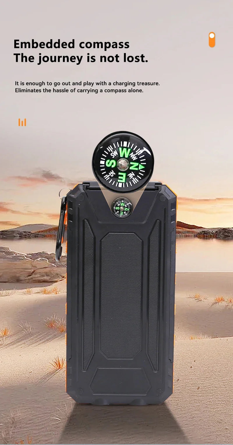 Cargador solar portátil de gran capacidad.