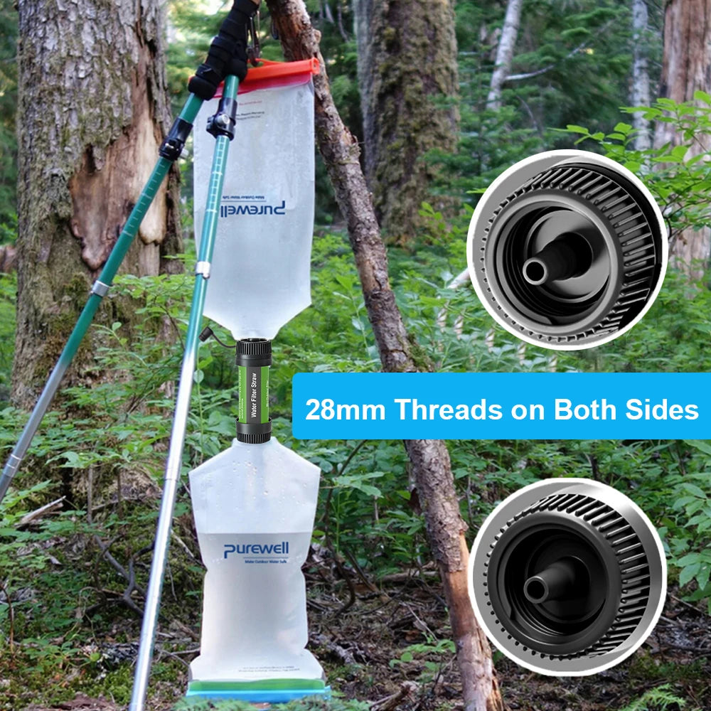 Filtro de agua para exteriores, purificador de agua portátil con pajita, equipo de supervivencia para acampar, senderismo, mochilero, preparación para emergencias
