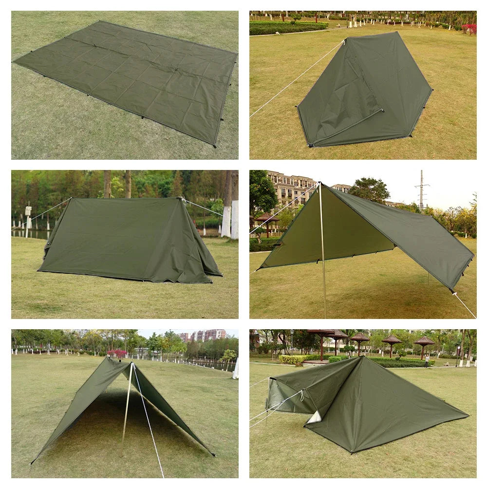 Lona de 19 puntos colgantes, impermeable, supervivencia, Bushcraft, refugio solar, tienda de sombra de playa, dosel para exteriores, toldo turístico para mochilero, 4x4, 3x3m