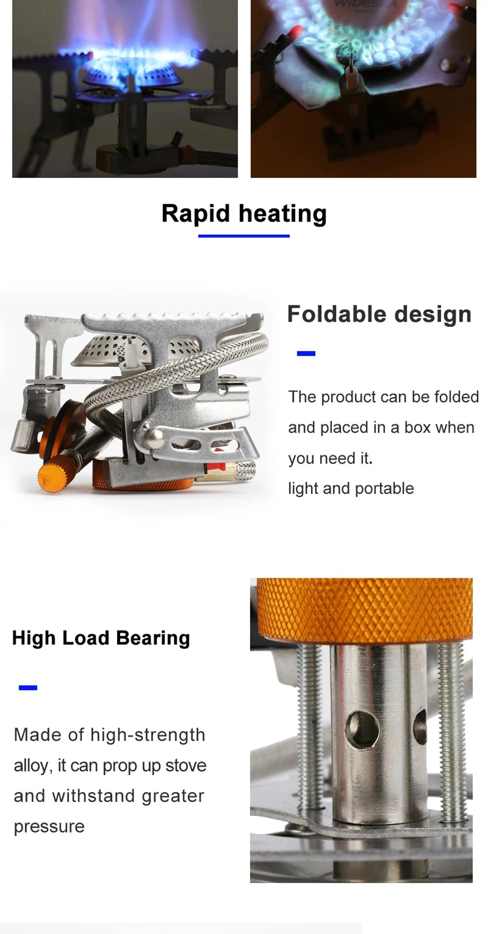 Estufa de Gas para acampar, estufa plegable portátil para mochilero al aire libre, equipo turístico para cocinar, senderismo, Picnic, 3500W
